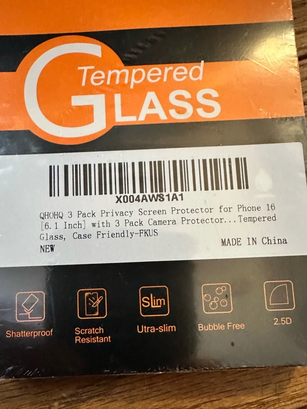 Privacy Tempered Glass Screen For iPhone 16 - 3 Pack with Camera Protectors